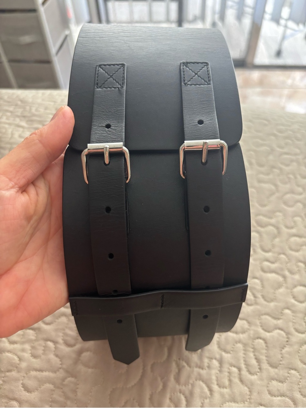 NWOT Maison Martin Margiela Black and Gold Logo Corset Belt